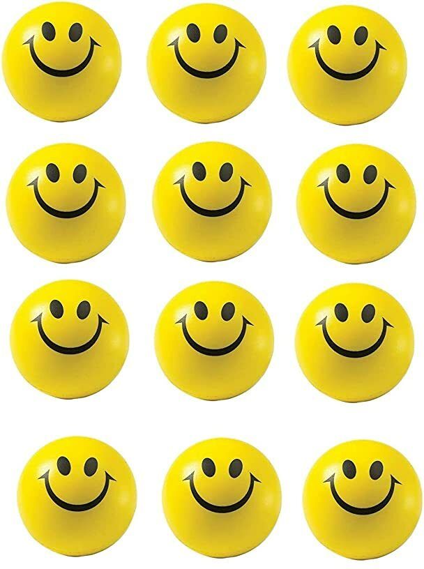 Stress Reliever Smiley Ball, Emoji Happy Smiley Face Squeeze Ball, Pack of 12 - 7 cm-image-24