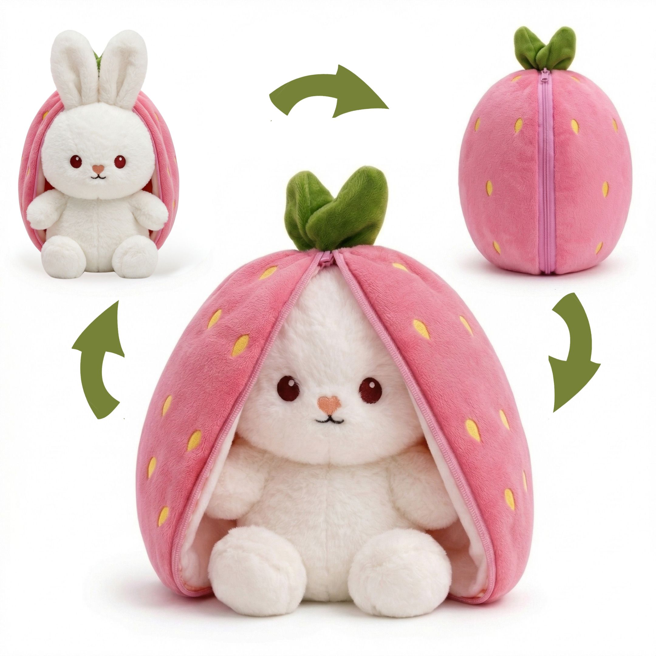 Strawberry Bunny Plush Toy | 2-in-1 Transforming Soft Toy - 20 cm-image-27