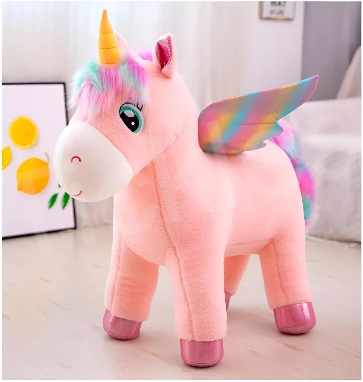 Rainbow Wings Unicorn Horse Soft Stuffed Plush Animal Toy for Kids Birthday Gift - 25 cm-image-49