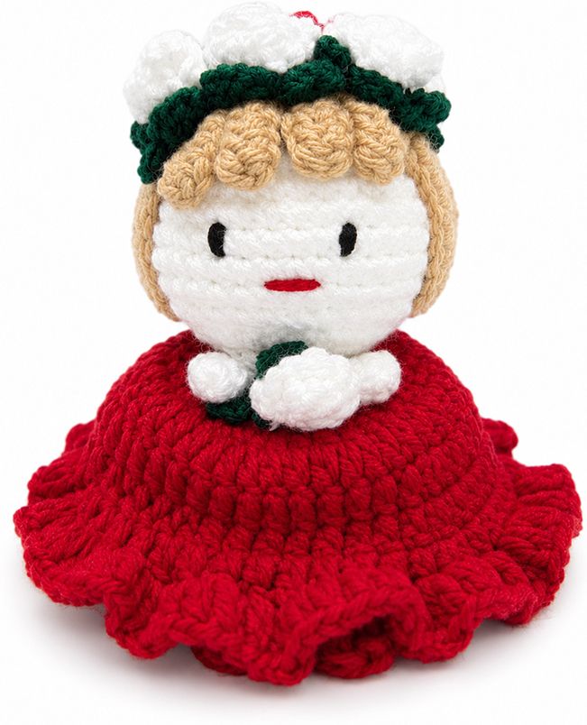Handmade Crochet Doll in Red Dress Cute Amigurumi Princess Toy pack of 1 - 8 cm-image-38