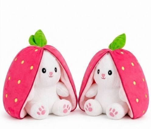 eitheo Pack of 2 Adorable Bunny Plushies Strawberry Hood Stuffed Animal Toys (FKT-103) - 350 mm-picture-13