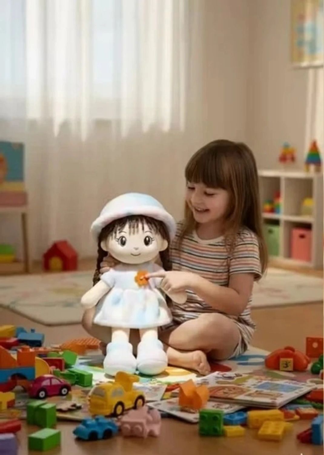 bestlook Pastel Princess Plush Doll with Hat and Braided Hair - 25 cm-picture-18