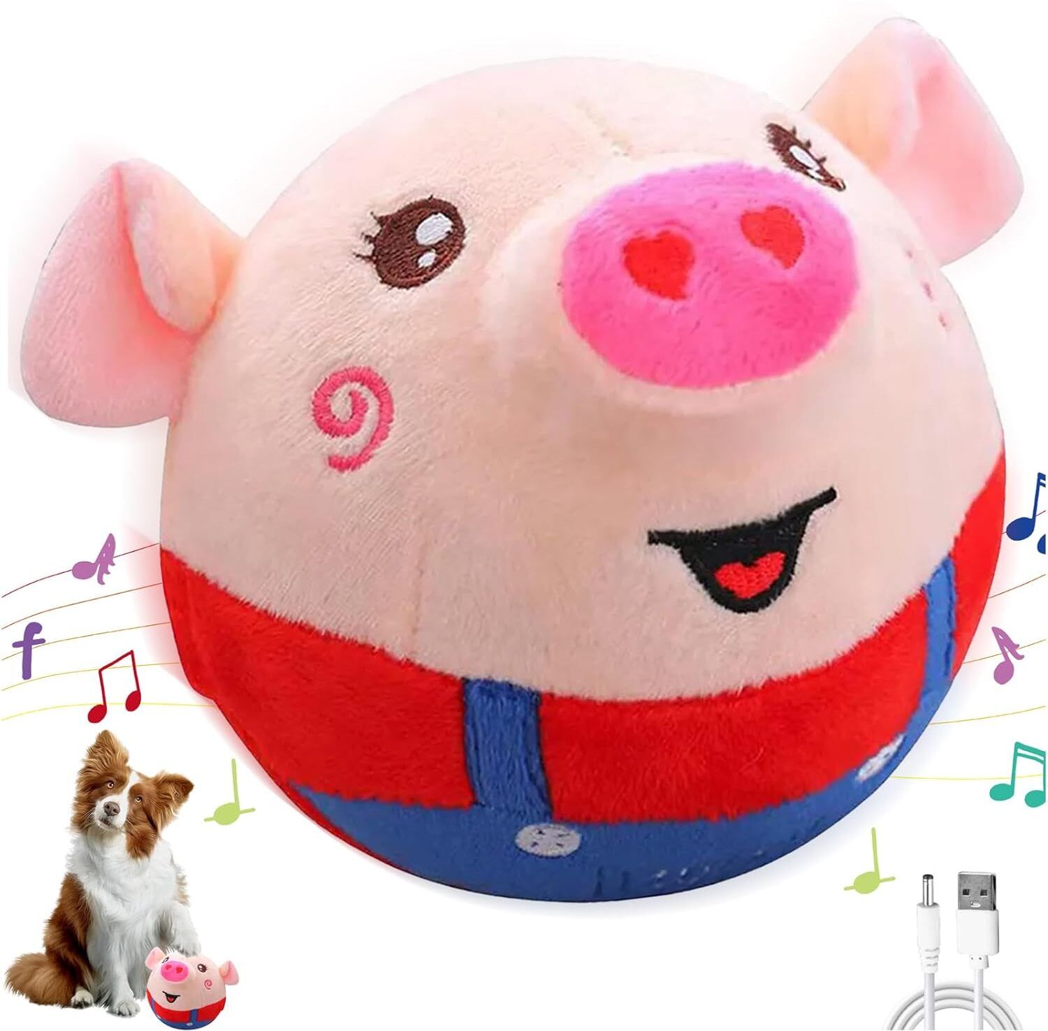 2026 New Dancing Piggy Ball Toy with Music & Sound for Kids & Pets - 8 cm