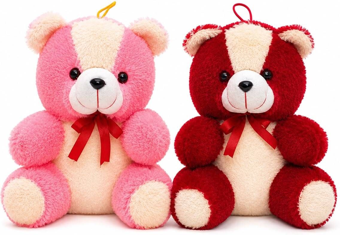 pink and red teddy combo approx25cm - 25 cm-image-0