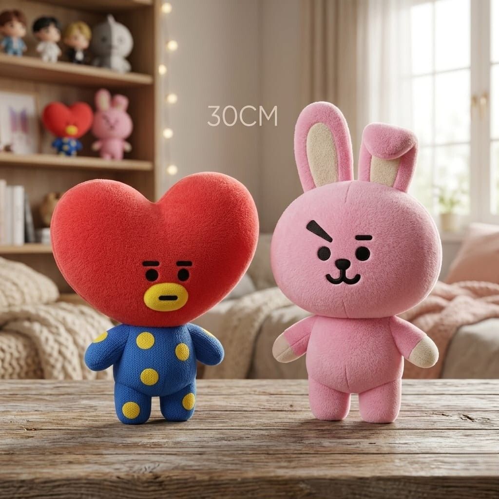 shellora BT21 Inspired Soft Plush Toy Set 30CM Soft Toys Tata & Cooky Combo - 12 inch-picture-41