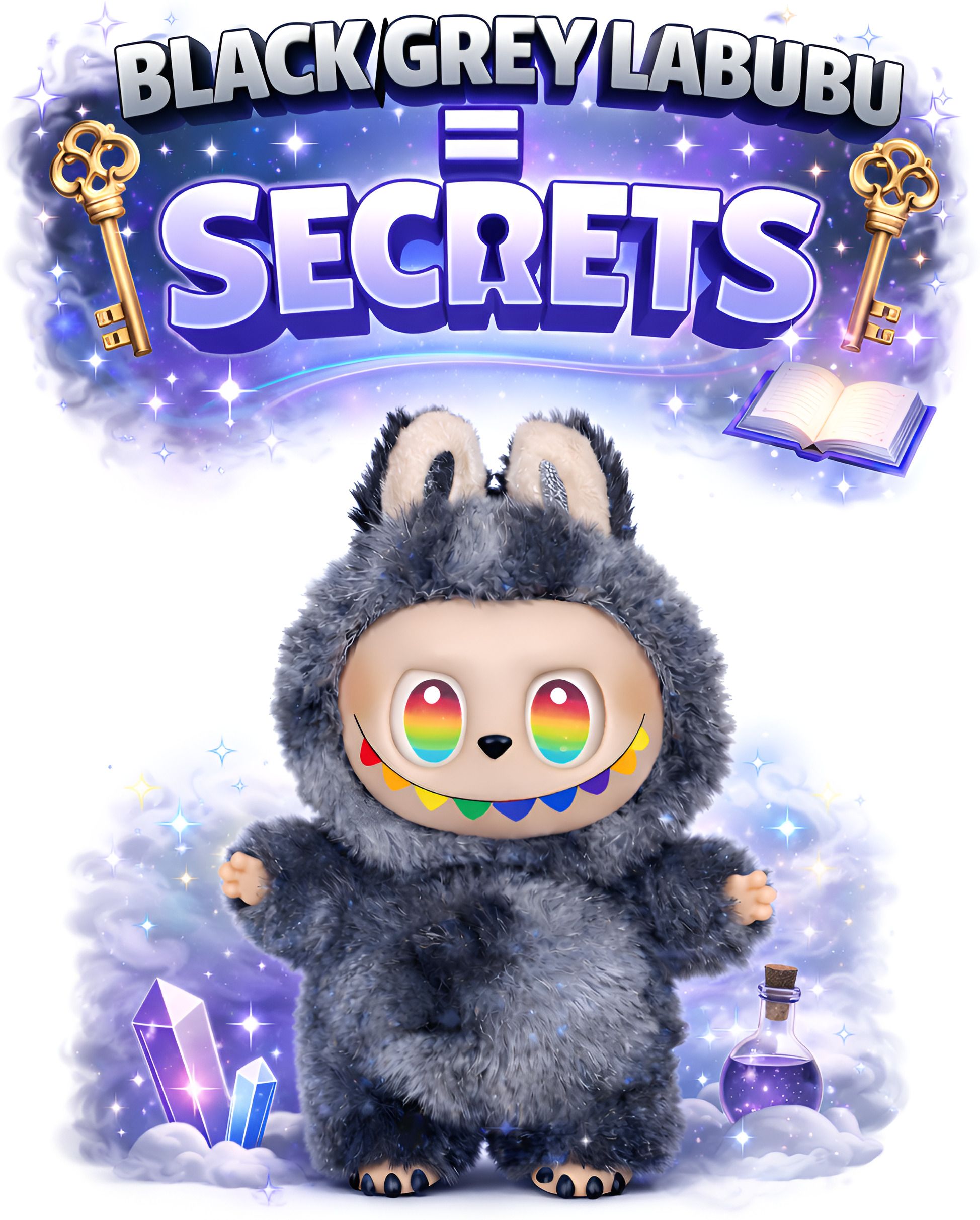 BLACK/GREY Labubu Doll-Big Into Energy Secret Edition |Rare Collectible Gift Toy - 17 cm-image-35