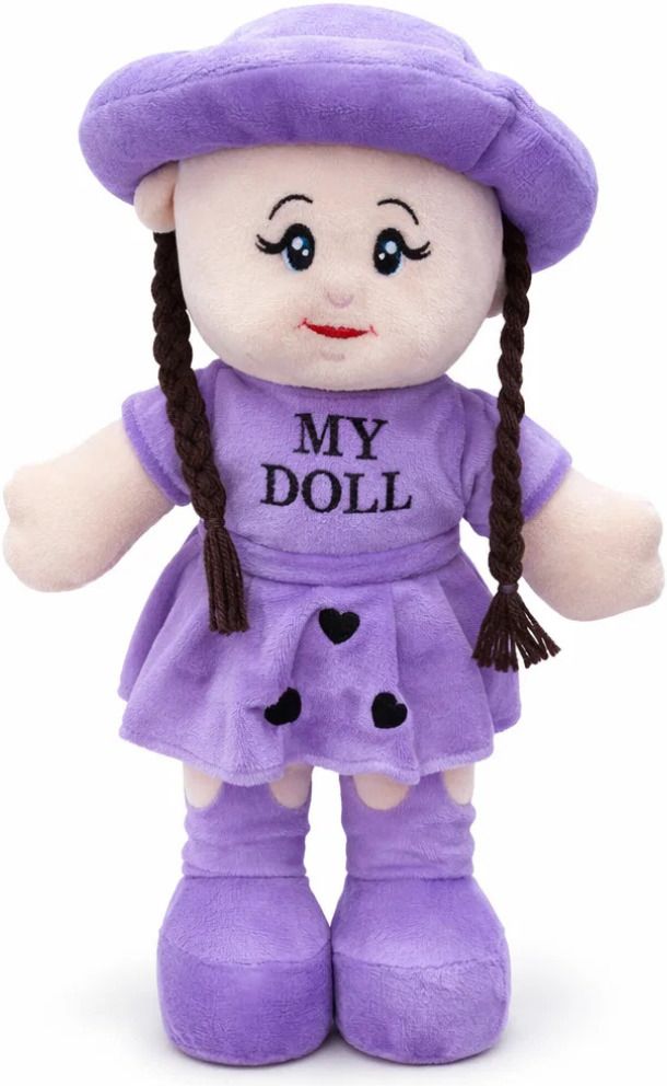 Cute Purple Soft Baby Doll Plush Toy with Hat & Braided Hair for Kids Gift - 44 cm-image-17