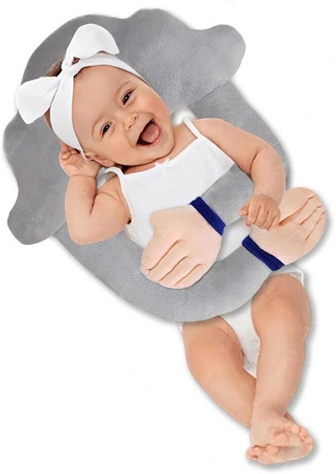 childgossip Baby Hugging Hand Pillow | Newborn Baby Head Support Grey Pillow for Babies - 25 mm-picture-13