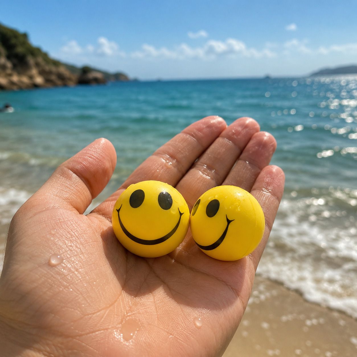 aalaina enterprises Funny Face Smile Squeeze Stress Foam Reliver Ball - Set of 2 - 7 cm-picture-21