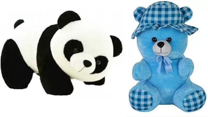 Best Quality Stuffed Soft Blue Teddy and Panda for Kids- 25 cm-image-25