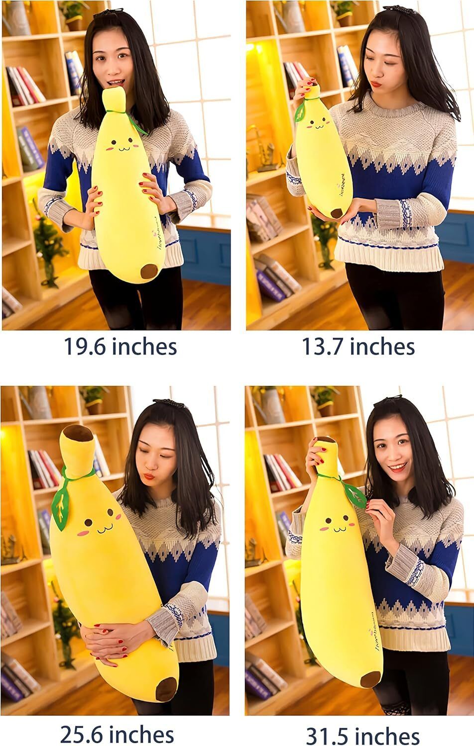 hellobear Banana Plush Toy Cute Cartoon Stuffed Furit Pillow for Home Decor or Kids - 30 cm-picture-20