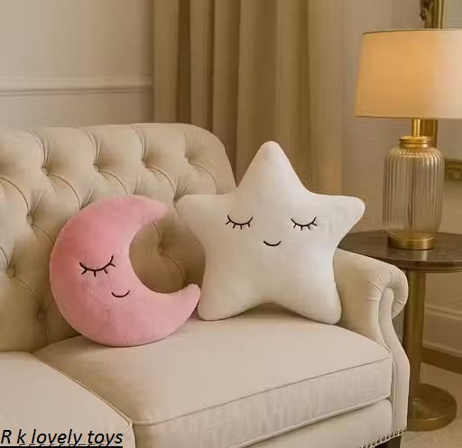 Soft pink Moon and white star Pillow Toy Stuffed Cute - 30 cm-image-31