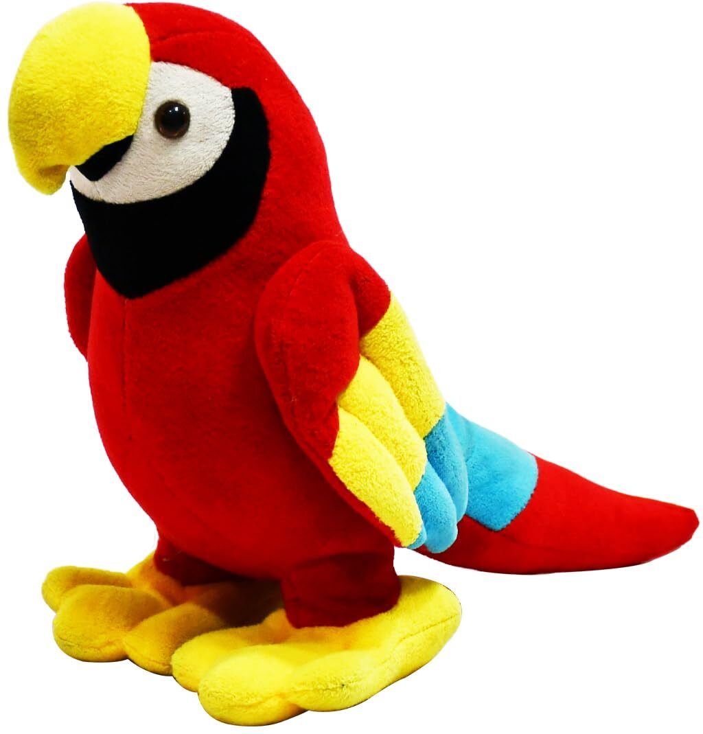 Red Parrot Soft Toy for Girls/Kids | Stuffed Plush Animal | - 30cm - 30 cm-image-29