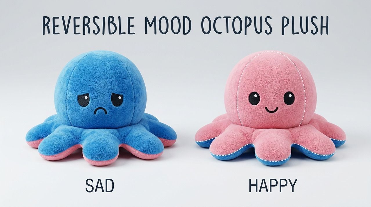 Double Sided Mood Flip Octopus| Birthday Gift for Kids - 12 cm-image-6