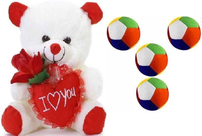 garvit Best Quality Soft White Teddy and Soft Balls(4)for Someone special. (T-880) - 25 cm-picture-48