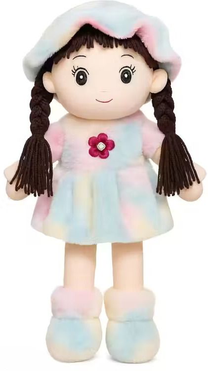Soft Cute Doll for Kids Plush Stuffed Toy Colorful Dress Cute Gift for Girls - 45 cm