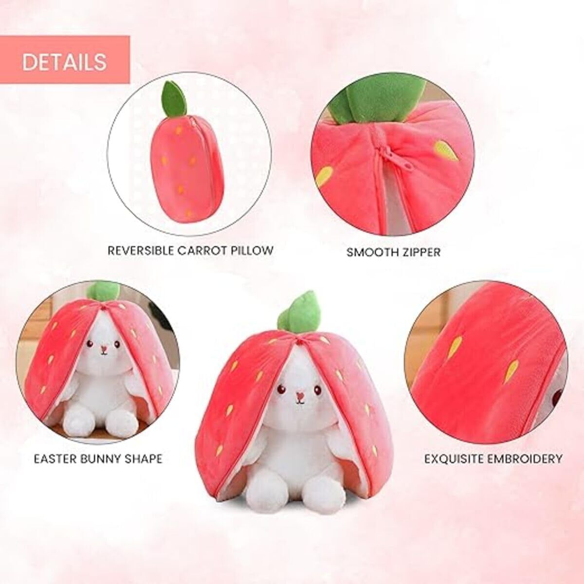 macros Reversible Rabbit - Strawberry Bunny Soft Toy ( Plushie Rabbit ) - 35 cm-picture-30