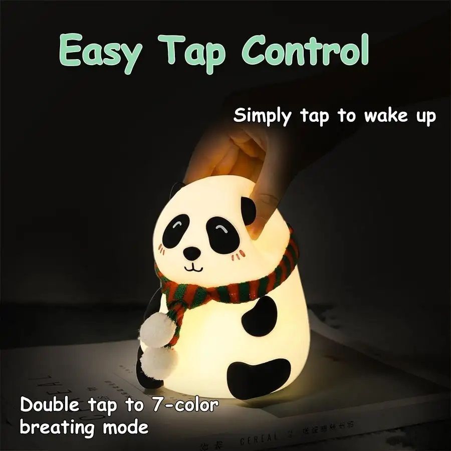 CUTE Panda Night Light for Kids,Nursery 7-Color Changing Lamp- 18 inch