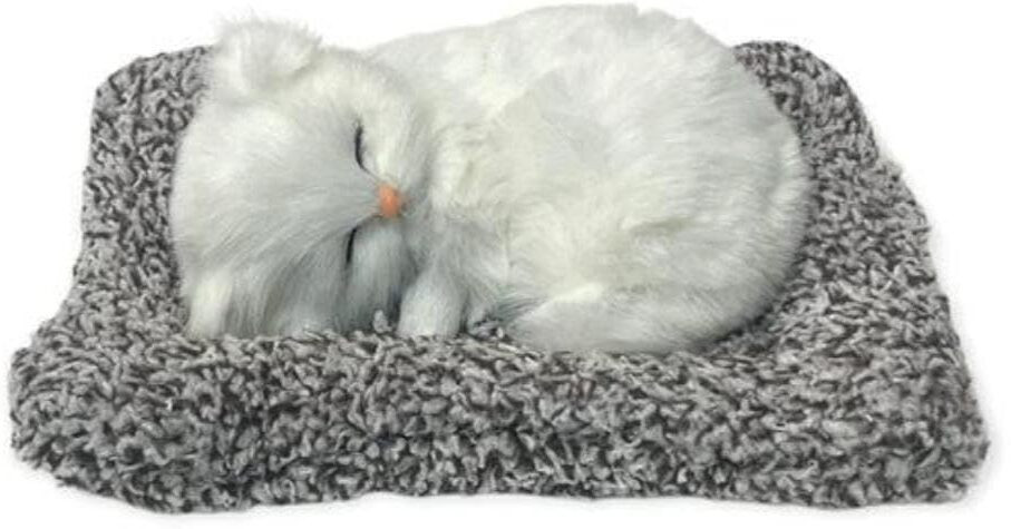 ttw Stuffed Sleeping Cat Plush Toy With Press Simulation Sound, Animal Fur Soft Toy- 6 cm image 1