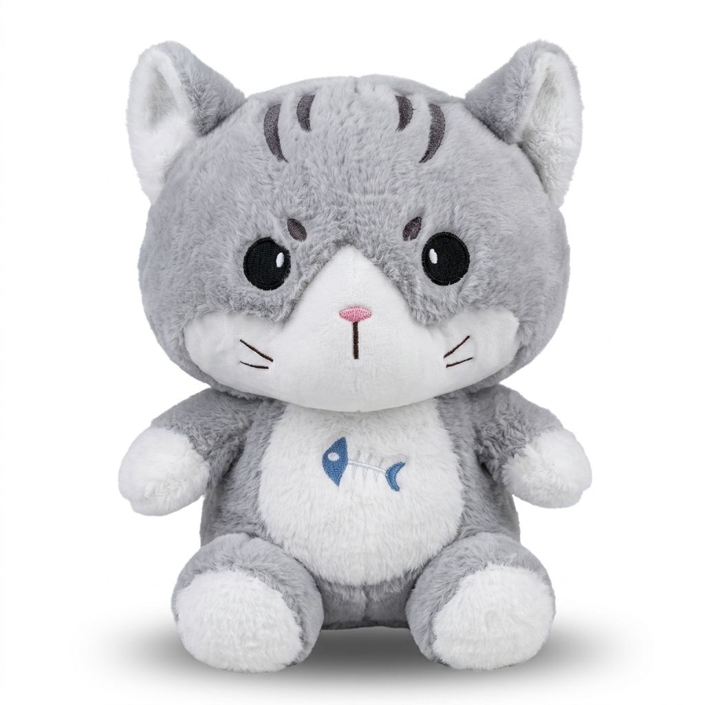 Cat Soft Toy, Grey Cat Plush Soft Stuffed Animal, Huggable Plush Gift for Kids - 30 cm-image-30
