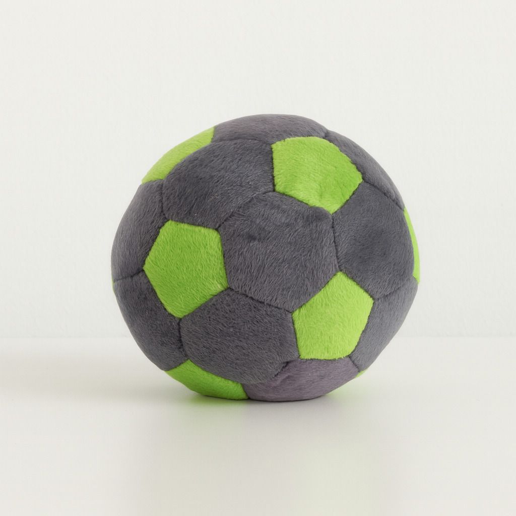 Plush Soccer Ball, Grey and Green, Soft Indoor Play Ball 20 cm - 20 cm-image-17