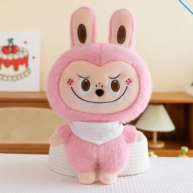 Pink Labubu Doll with Scarf Anime Plush Soft Cute Stuffed Figure Plush Toy Doll - 30 cm-image-42