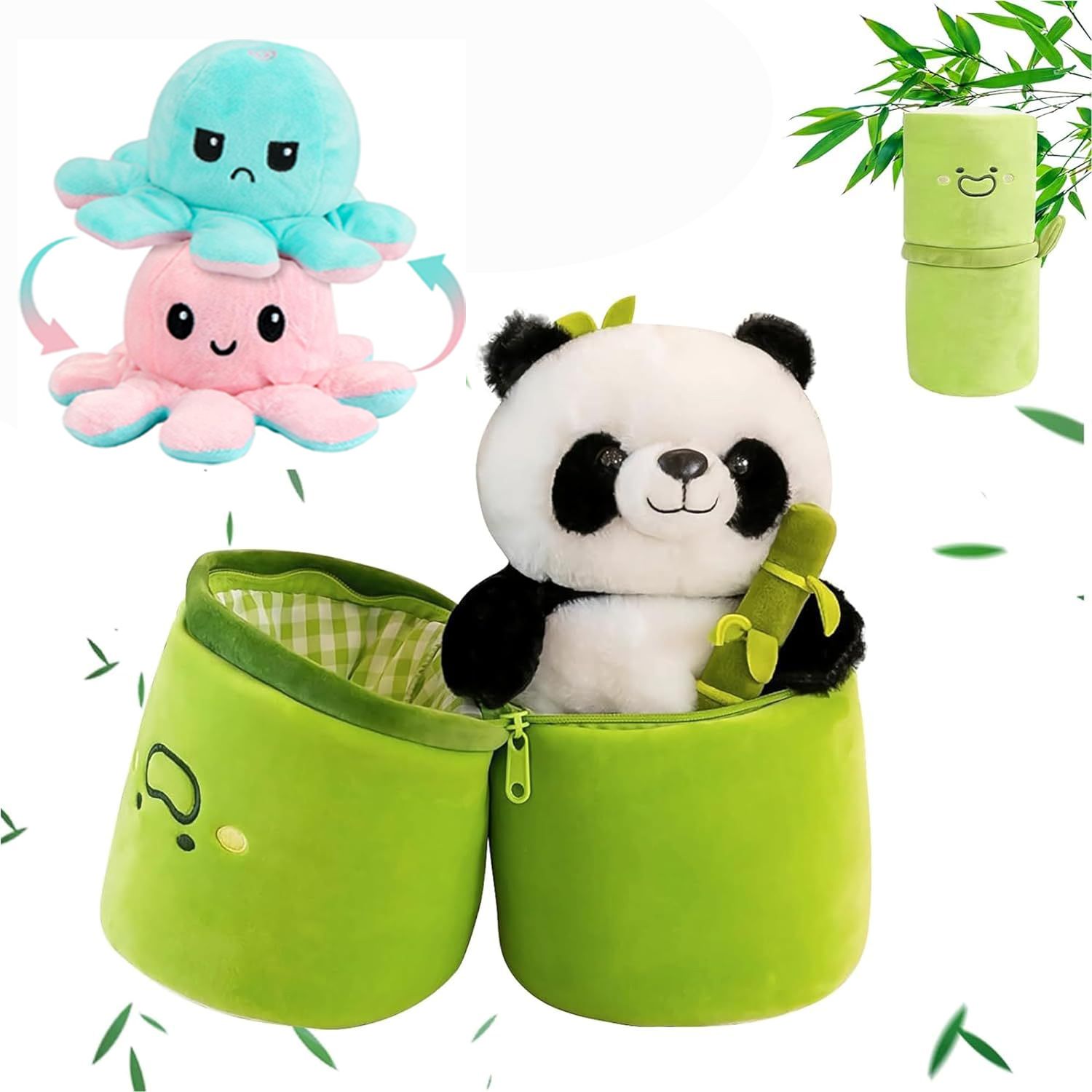 Highy Quality Soft Huggable 2 in 1 Panda With Bamboo Teddy Bear- 35 cm-image-48