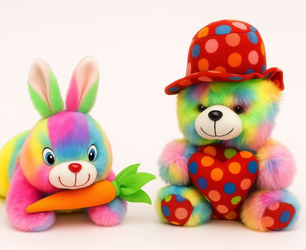 Rainbow Bunny & Teddy Bear Combo – Multicolor Soft Toy Gift Set - 30 cm-image-41