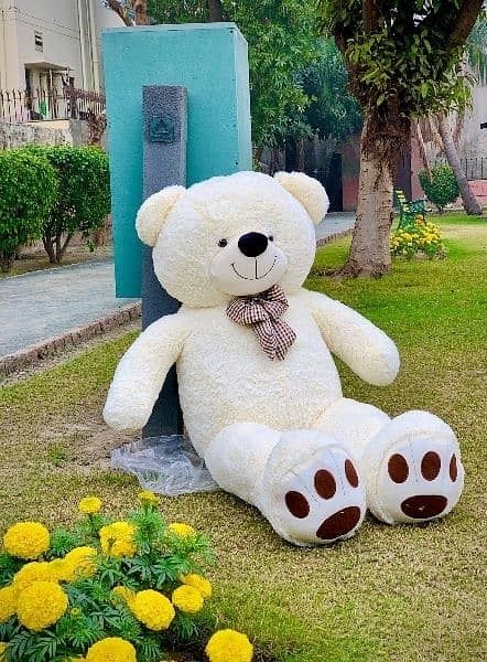 KT Stuffed Spongy Soft Cute Teddy Bear (White Color)(4 Feet)-19 - 120 cm-image-33