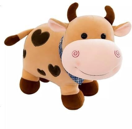 Milky Brown Moo Cow Plush Toy Stuffed Animal Doll Birthday Gifts for Kids/Girls- 28 cm
