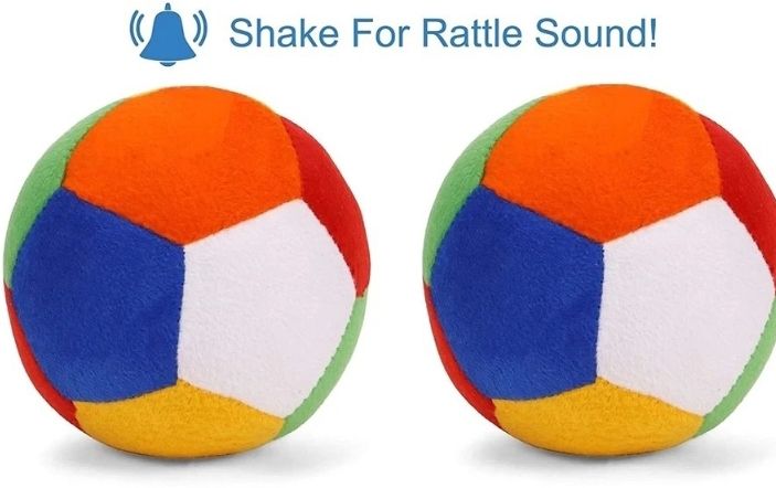 Soft Plush Colorful Rattle Ball for Babies (Pack of 2) – Multicolor - 10 cm