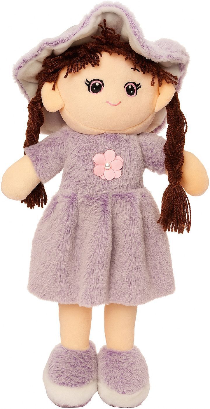Soft Plush Doll with 2 Shade Purple Dress & Hat | Cute Doll Kids and Girls - 45 cm