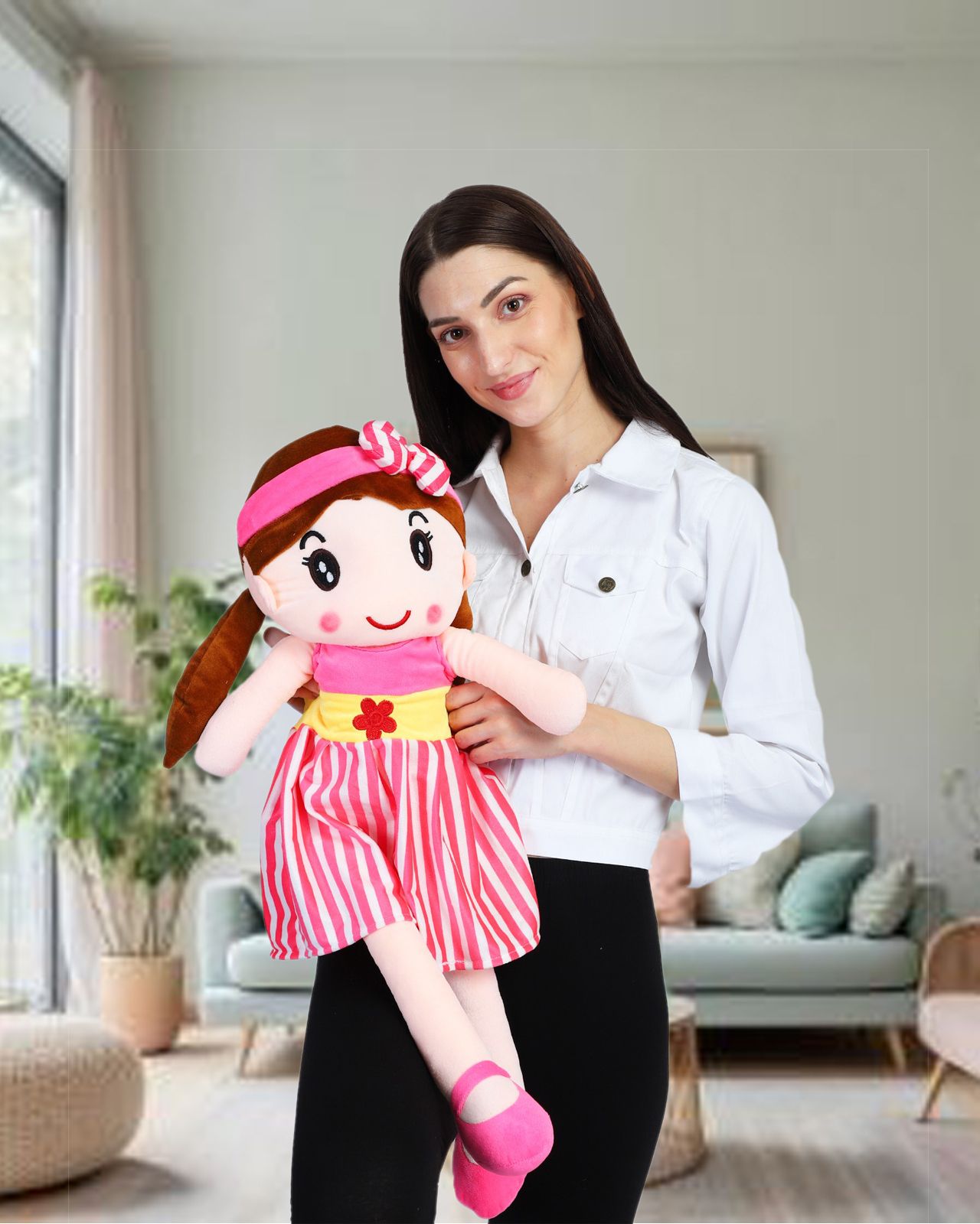 Super Soft 40cm Stuffed Girl Cute Doll - Polyfill Washable Cuddly Soft Plush Toy - Helps to Learn Role Play - 100% Safe for Kids- 40 cm-image-38