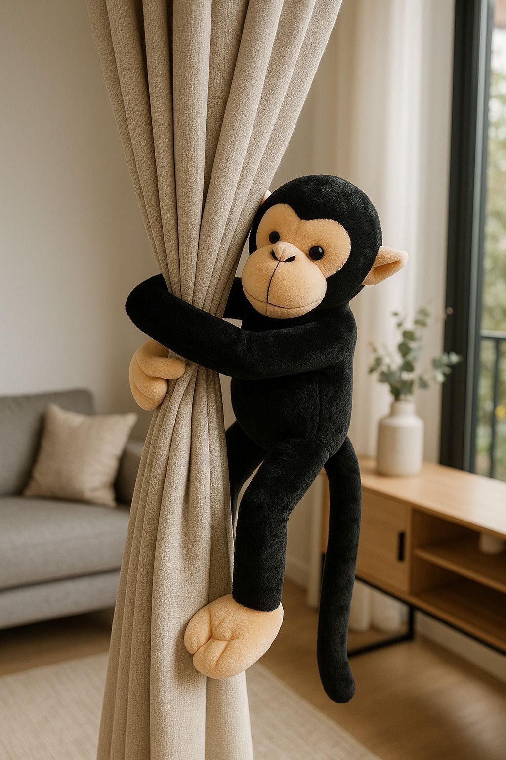fun kids Black Monkey Curtain Holder – Adorable Plush Tieback Home & Nursery (Pack of 1) - 40 cm-picture-17