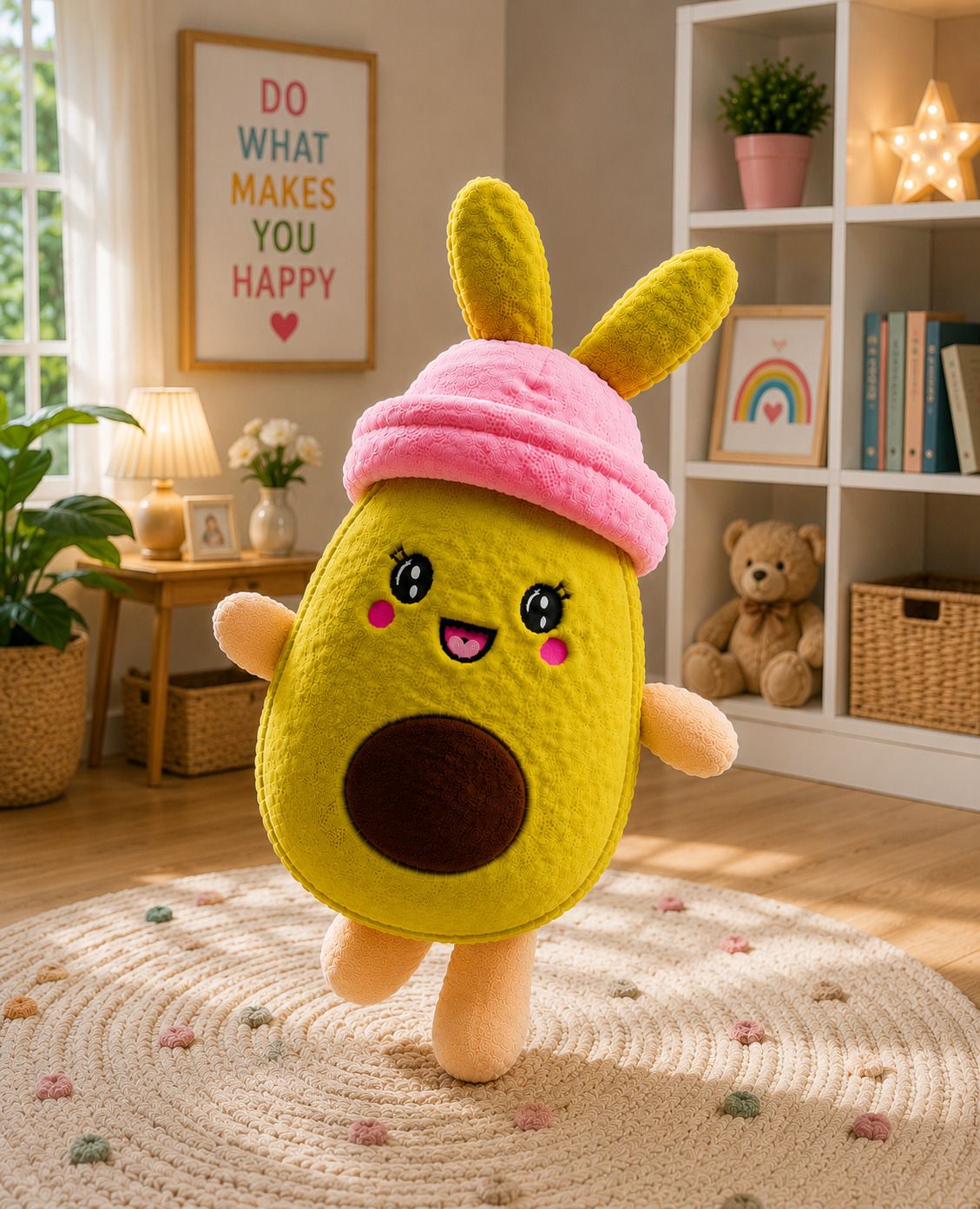 toyora Baby Avocado Plush Soft Toy | Ultra Soft Stuffed Animal with Bunny Pink Hat - 30 cm-picture-32