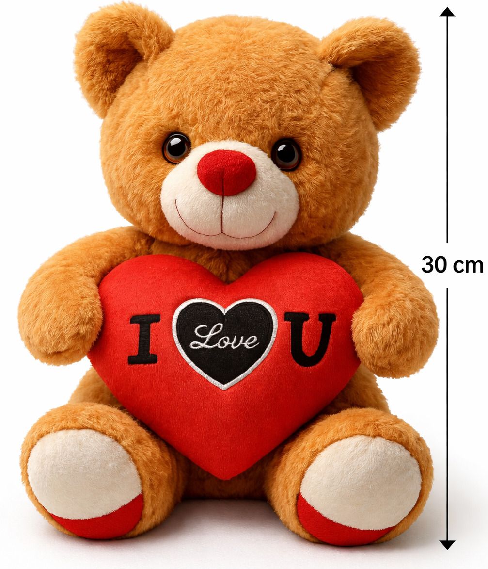 puchu toys Cute Teddy Bear with Heart Plush Toy – Soft Stuffed Love Gift for Kids - 30 cm-picture-47