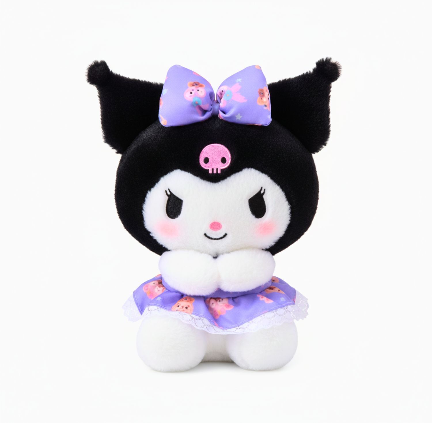 Kawai Kuromi Frock Teddy With Bow LCTD – Small Size | Cute Kawaii Plush Doll - 25 cm