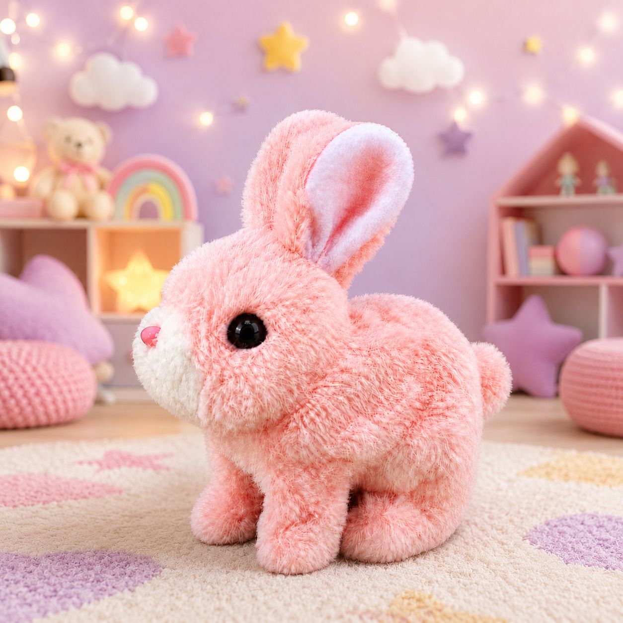 Soft Pink Bunny Plushie, Huggable Rabbit Toy for Baby Girl/Boy Room Decoration - 18 cm-image-29