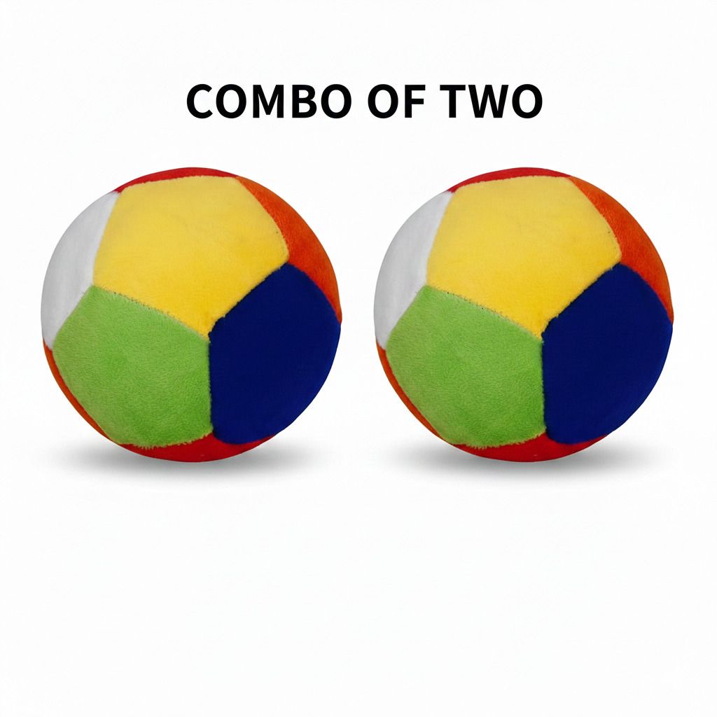 Soft Rattle Ball Set – Pack of 2 Multicolor Plush Sensory Toys for Babies - 5 cm