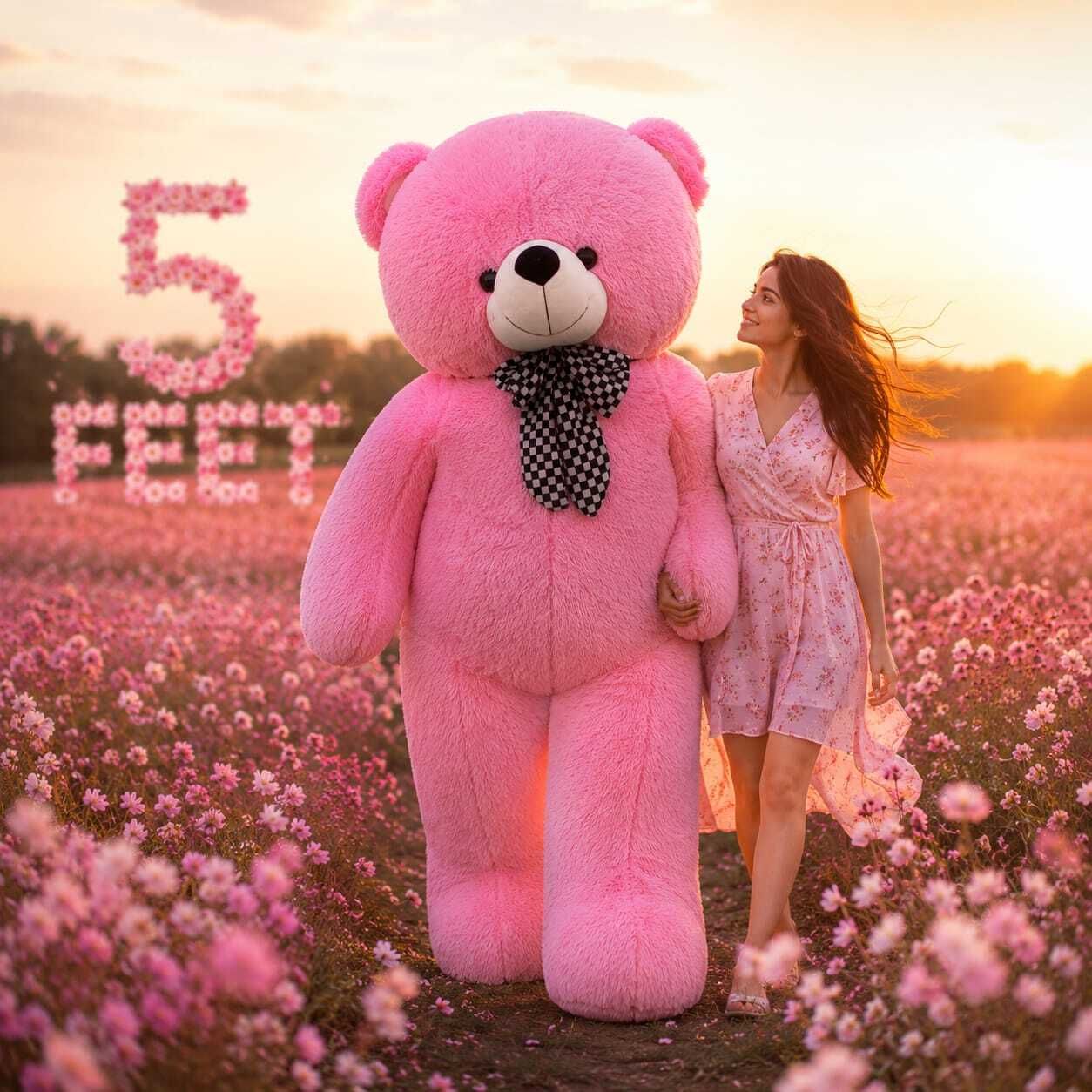 Romantic 5 Feet Pink Teddy Bear for Girlfriend and Wife - 60 inch-image-46
