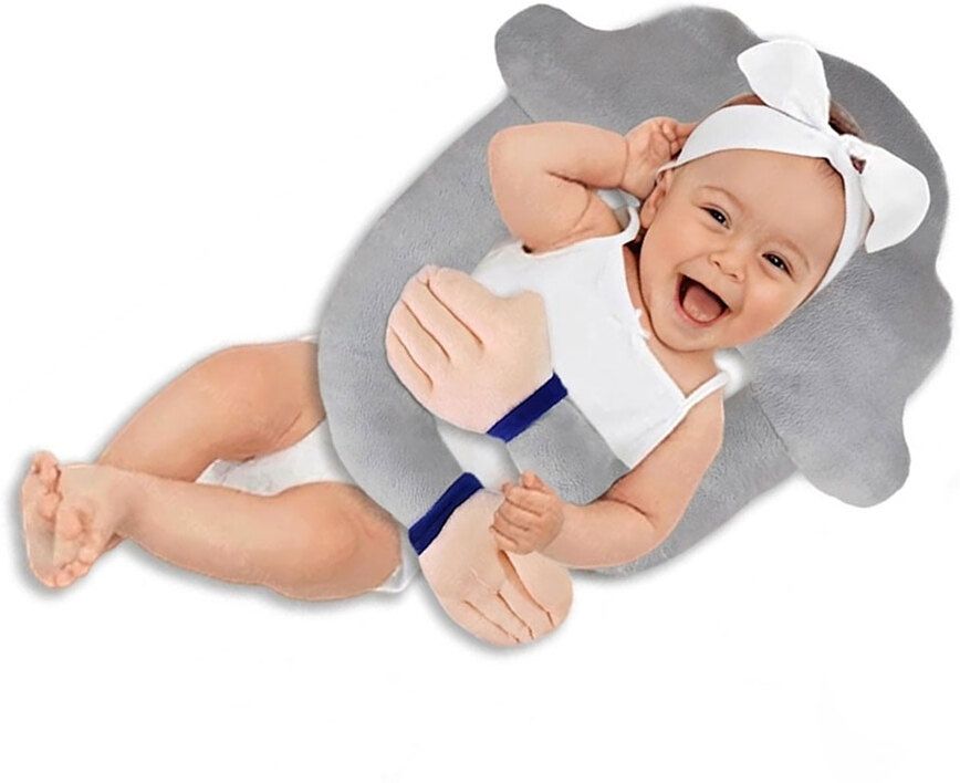 New BABY CUTE HUG GREY PILLOW FOR HEAD SHAPE PILLOW FOE NEW BORN KIDS - 25 cm-image-4