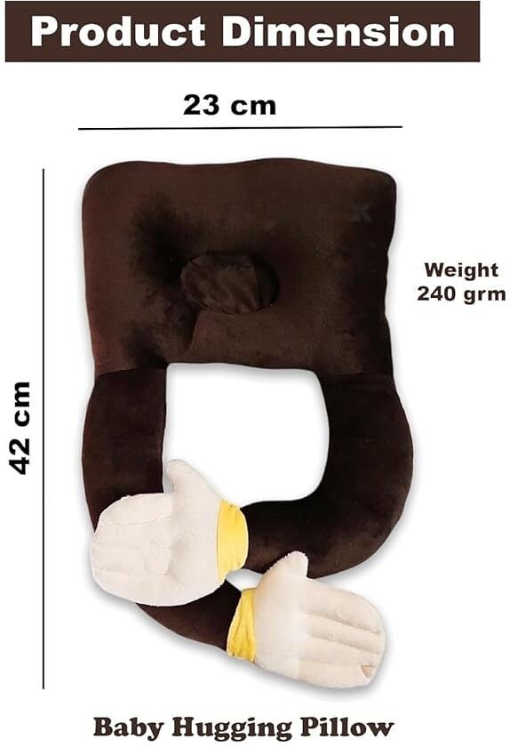 Baby Head Shaping Pillow with Hand Support | Soft Cotton Baby Pillow (Brown) - 8 cm-image-37