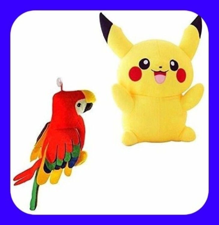 athravtoys Neu Pikachu Embroidery & Whistling Parrot Soft Toy for Kids - 25 cm-picture-19
