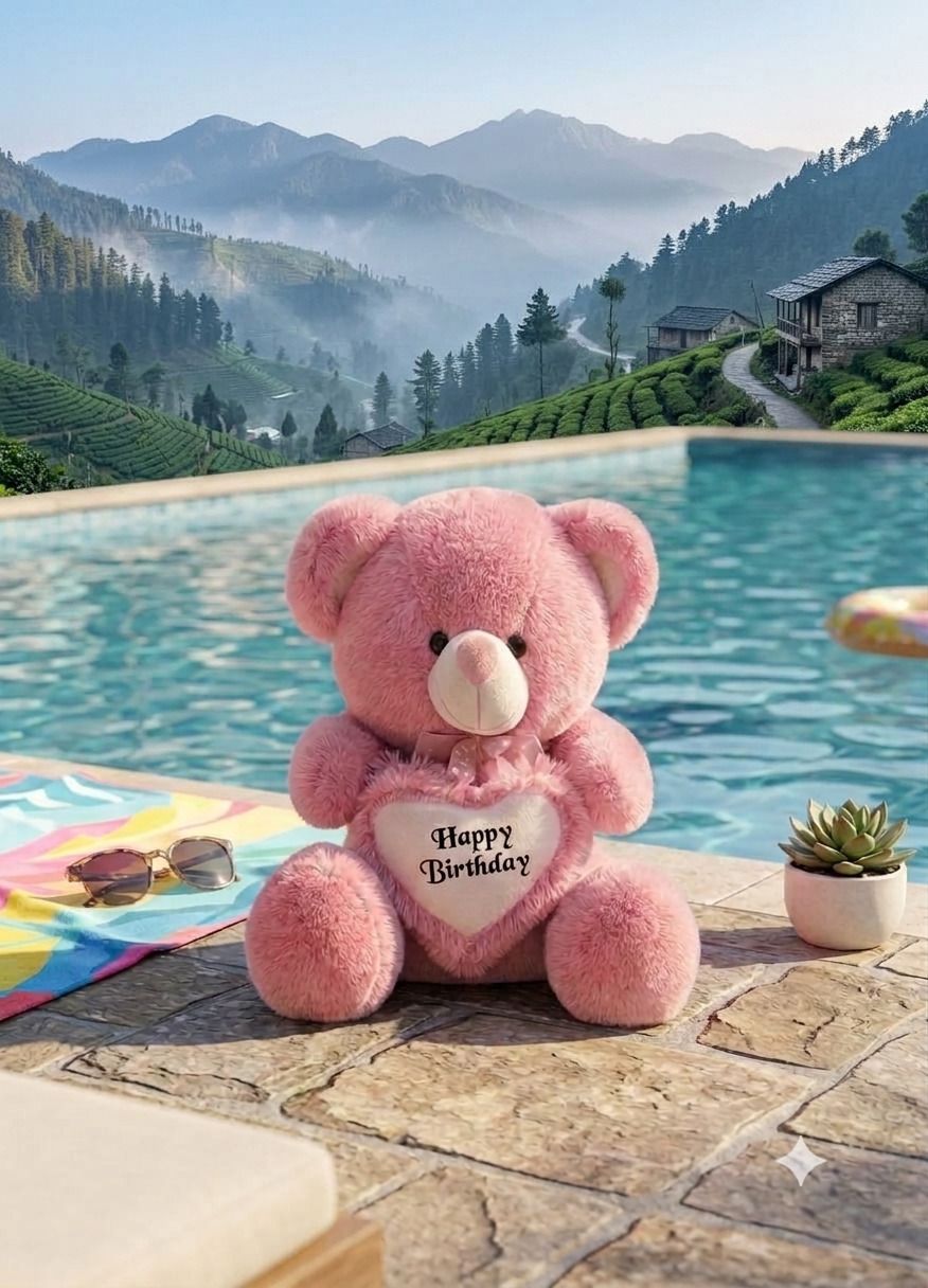 jinga bela Pink Happy Birthday Teddy Bear Premium Plush 30 cm - 30 cm-picture-33
