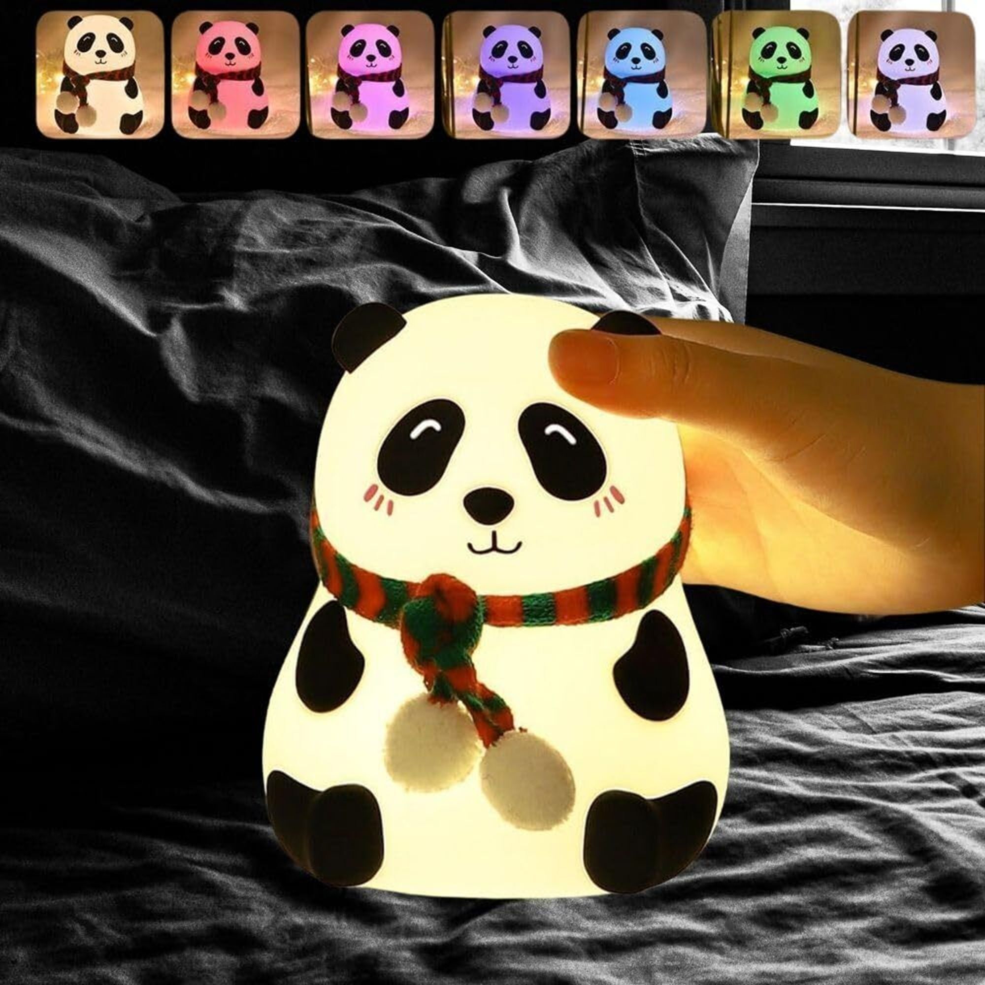 Cute Panda Night Light for Kids Silicone Night Color Changing Lamp to Bed Room - 11 cm-image-49