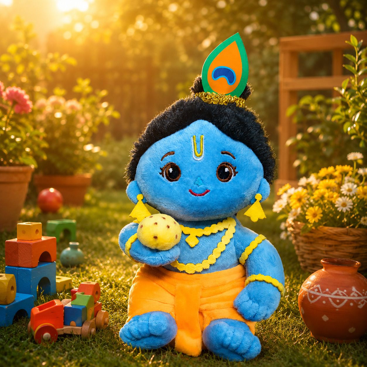 avs Baby Laddu Gopal Krishna Plush Soft Toy With Music Mantra (20cm) - 20 cm-picture-27