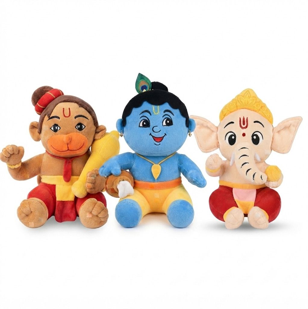 softini Mantra Chanting Plush Toy Combo 30 cm Pack of 3 (Krishna, Ganesh, Hanuman) - 30 cm-picture-18