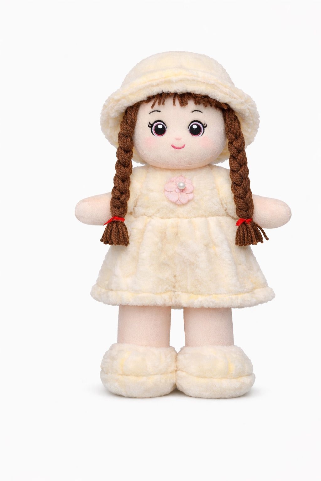 wakevibes Cute Soft Doll Plush Hugging Doll Girls Doll with Cap & Braided Hair | Washable - 40 cm-picture-18