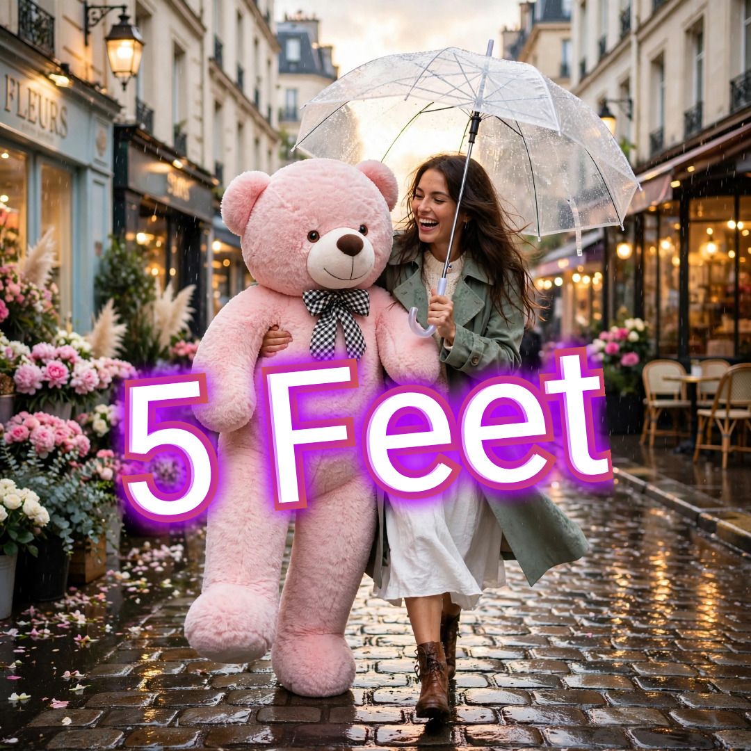 5 Feet Pink Teddy Bear Soft Toy Giant Plush Gift for Girls and Kids - 60 inch-image-37