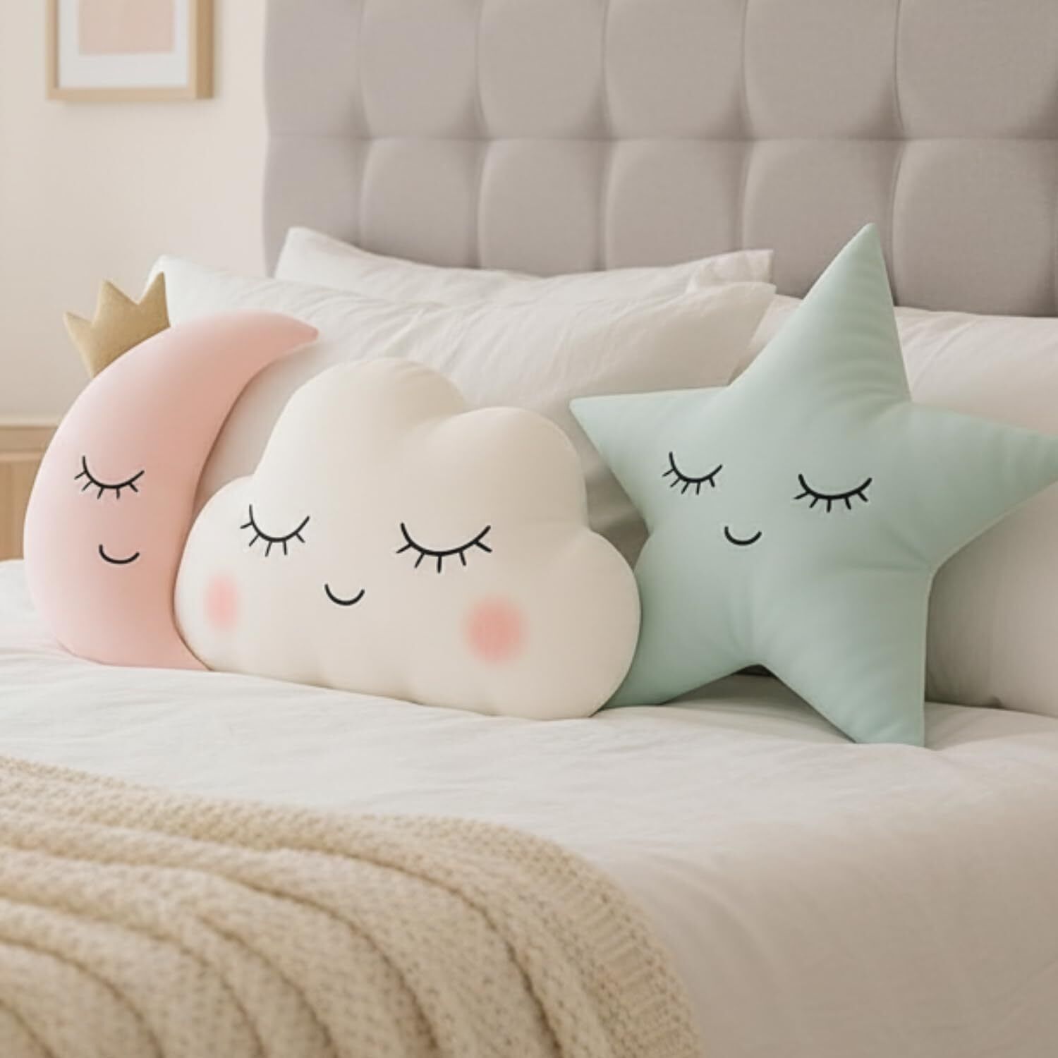 Velvet Shaped Stuffed Cushion star Pillow Stuffed SoftToy(3Pcs Cloud Moon Stars) - 50 cm-image-42
